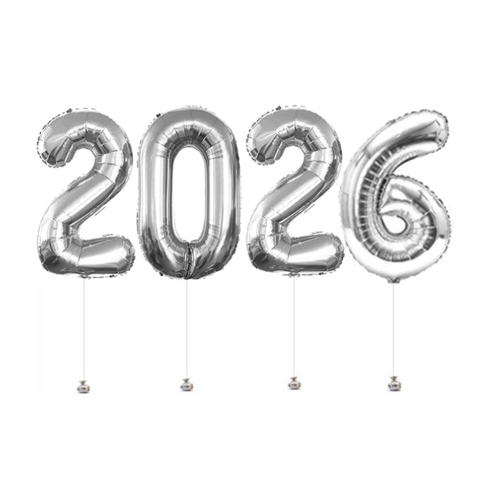 New Year 2026 Megaloon Silver Foil Balloon New Year 2026 Megaloon Silver Foil Balloon